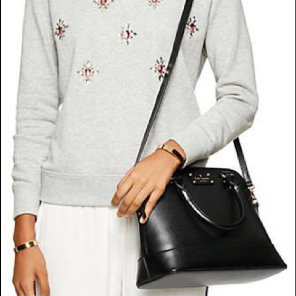 Kate Spade Black Wellesley Rachelle Satchel Leather Bowler Purse